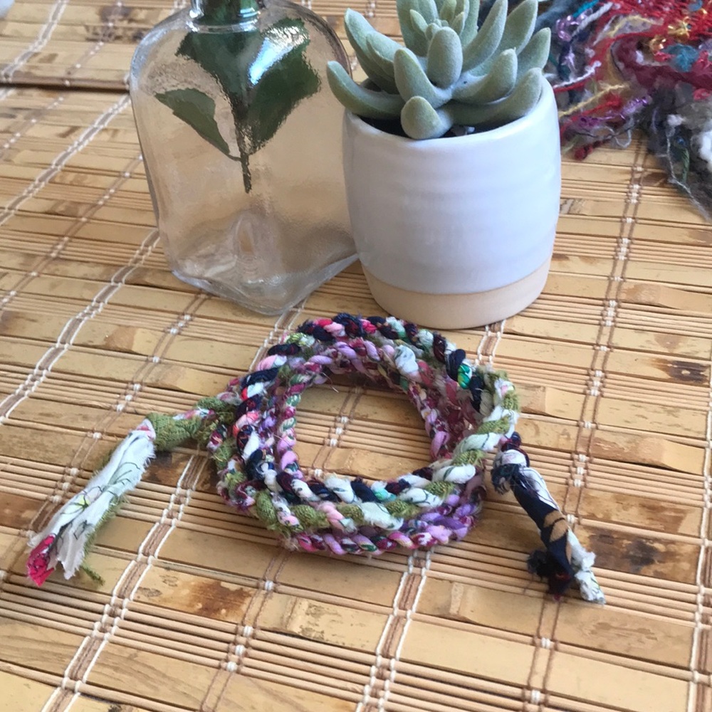 Boho hippie wrapped fabric tie bracelet NEW